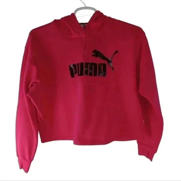 Puma Tops - Puma Pullover Hoodie Women's Casual  Outwear Logo  Pink Cropped  XL Top